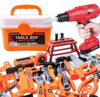 ZESTAW NARZĘDZI DLA DZIECI MAJSTERKOWICZ SKRZYNKA WIERTARKA NA BATERIE 42EL