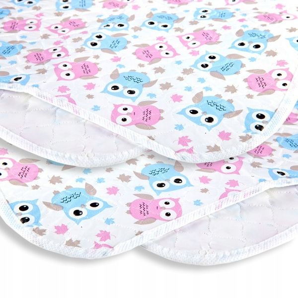 Chłonny nieprzemakalny podkład PEVA 55x70cm SOWY NIEBIESKO-RÓŻOWE zdjęcie 2