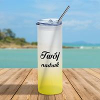 Kubek z matowego szkła limonkowy gradient - z Twoim nadrukiem