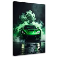 Obraz nowoczesny do pokoju nastolatka, Zielony Sportowy samochód