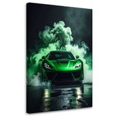 Obraz nowoczesny do pokoju nastolatka, Zielony Sportowy samochód