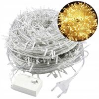 LAMPKI CHOINKOWE 500 LED CIEPŁY BIAŁY PRZEZROCZYSTE WEWNĘTRZNE ZEWNĘTRZNE
