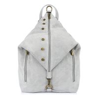 VERA PELLE plecak damski zamszowy elegancki z ćwiekami V409 j.szary