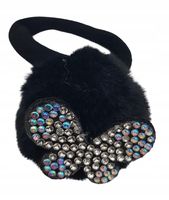 Dziecięca gumka do włosów pompon z motylkiem kryształki czarny