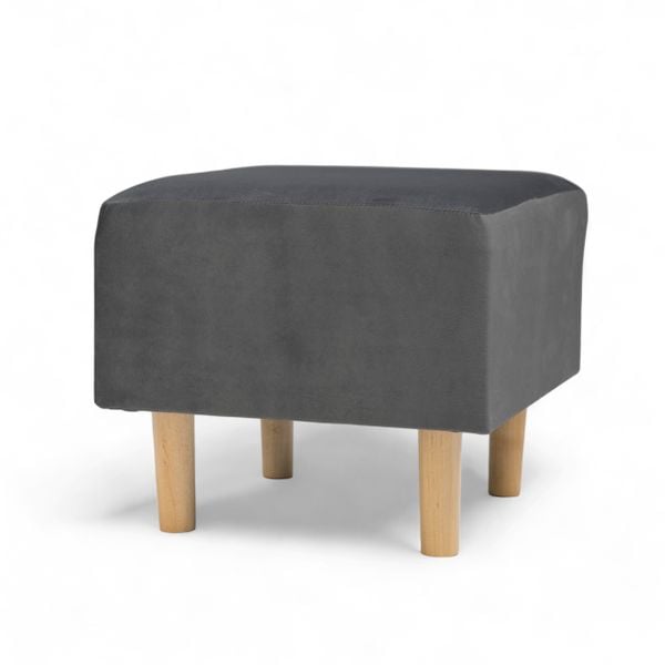 Ciemny szary Fotel Uszak + Podnóżek + Poduszka GRATIS