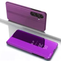 clear view case etui do samsung galaxy s25 pokrowiec z klapką - różowe