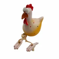 Ręcznie malowana figura żywica ogród żółty kogut