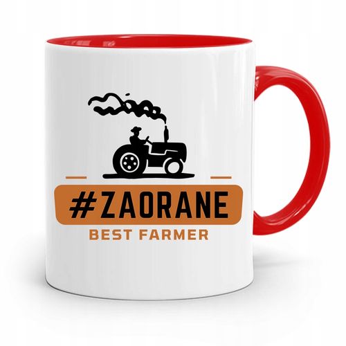 Dla Rolnika Kubek Czerwony #Zaorane Best Farmer Z Nadrukiem Ze Zdjęciem na Arena.pl