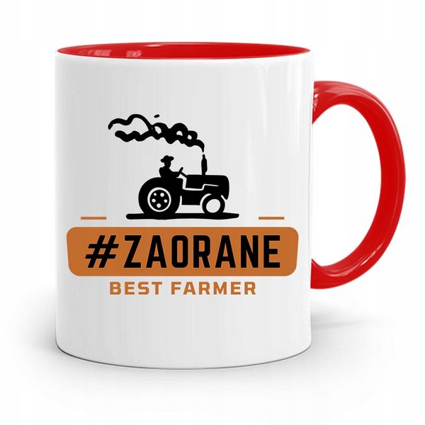 Dla Rolnika Kubek Czerwony #Zaorane Best Farmer Z Nadrukiem Ze Zdjęciem zdjęcie 1