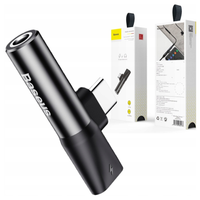 Adapter Audio Baseus USB-C do Mini Jack 3.5mm + USB-C (czarny)