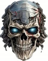 22 0049 Naklejka Wlepa Skull Future Bohater Czacha Symbol Mech Krew Kostuch