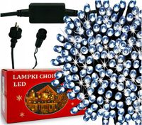 LAMPKI CHOINKOWE 500 LED ZEWNĘTRZNE FLASH EFEKT ISKIERKI GRUB KABEL BIAŁY