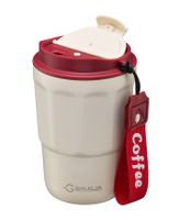 Kubek termiczny bidon COFFEE 350 ml stal nierdzewna 18/10 tworzywo kremowy