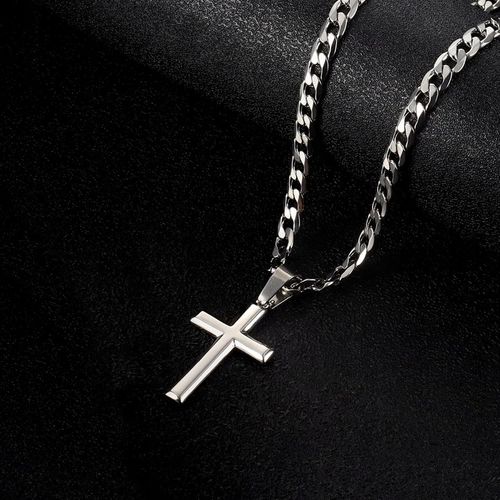 Elegancki ŁAŃCUSZEK z Krzyżykiem Srebrny NASZYJNIK Krzyż Łańcuch + GRATIS na Arena.pl