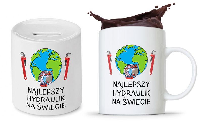 Dla Hydraulika Zestaw Kubek + Skarbonka Prezent Z Nadrukiem Ze Zdjęciem zdjęcie 1