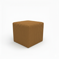 Pufa kwadratowa sztruks tłoczona 40 x 40 x 40 żółty musztardowy