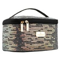 czarna, podróżna kosmetyczka z tkaniny syntetycznej ozdobiona cekinami