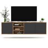Szafka RTV, wisząca, NORD, 150x35x39 cm, dąb wotan, grafit| TYLETEGOTU