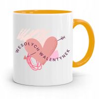 Kubek Żółty Na Walentynki Wesołych Walentynek Z Nadrukiem Ze Zdjęciem