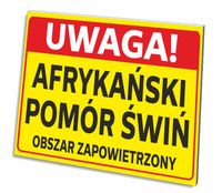 TABLICZKA AFRYKAŃSKI POMÓR ŚWIŃ GRUBA 3 MM 32x21 CM PCV UV