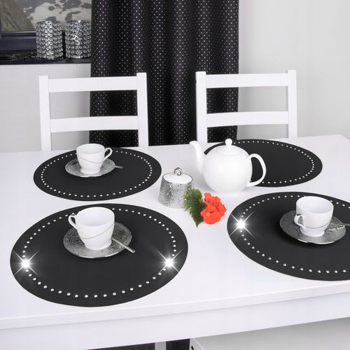 Podkładka dekoracyjna GLAMOUR koło 40 cm czarna srebro na Arena.pl