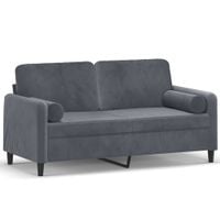 2-osobowa sofa z poduszkami, ciemnoszara, 140 cm, aksamit