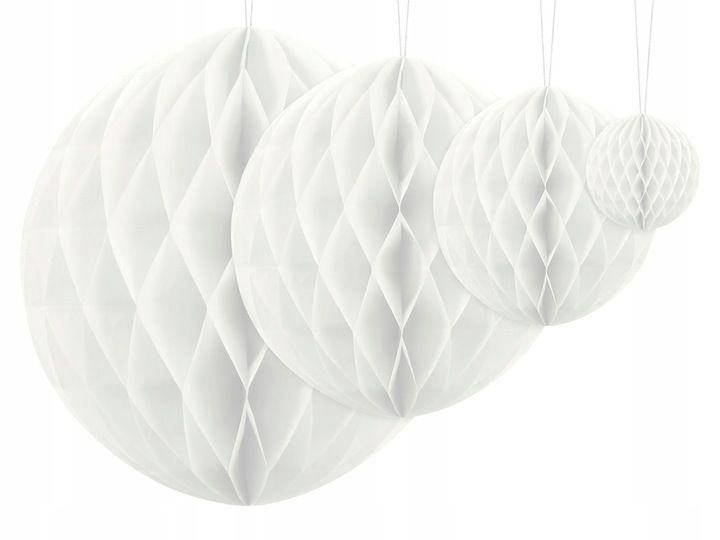 KULA BIBUŁOWA biała duża L 30 cm Honeycomb plaster miodu zdjęcie 5