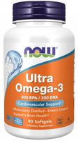 NOW Foods Ultra Omega-3 Kwasy EPA 500mg DHA 250mg Olej Rybi 1000mg 90 gels
