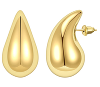 Kolczyki złote stal chirurgiczna pozłacane łezki wiszące