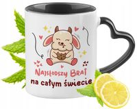 Dla Brata Kubek Czarny Z Uszkiem W Kształcie Serca Na Prezent Z Nadrukiem
