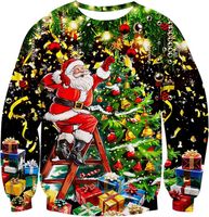 Sweter Świąteczny Bluza 3D Zabawny Wzór Mikołaj Miękki Wygodny Kolorowy M