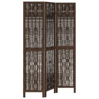Parawan pokojowy, 3-panelowy, ciemny brąz, lite drewno paulowni