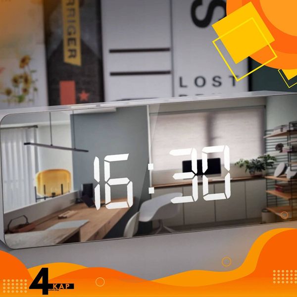 ZEGAR BUDZIK ELEKTRONICZNY NOWOCZESNY TERMOMETR LUSTRO ZEGAREK ALARM LED zdjęcie 5