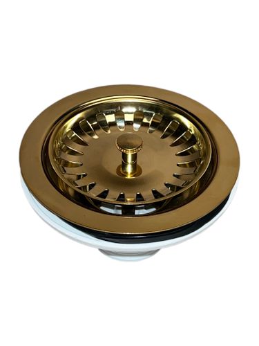 Zlewozmywak jednokomorowy z ociekaczem ARAGON biały z lewym ociekaczem + bateria złota na Arena.pl