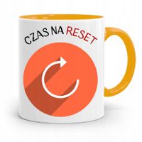 Kubek Żółty Informatyka Programisty Czas Na Reset Z Nadrukiem Ze Zdjęciem
