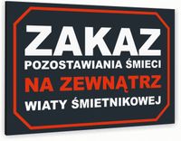 Tabliczka znak informacyjny 20x15 Antracyt ZAKAZ POZOSTAWIANIA ŚMIECI
