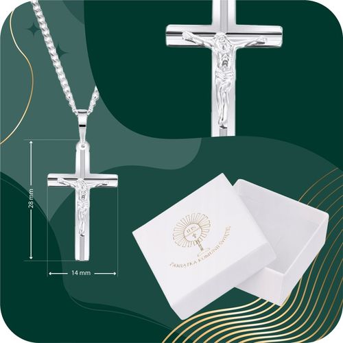 SREBRNY Łańcuszek komunijny chrzest Medalik Krzyżyk krzyż Komunia 925 na Arena.pl