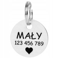 Mały okrągły identyfikator Adresówka małego Psa Kota Kółko METAL grawer