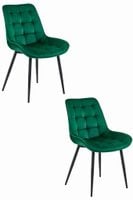 Krzesło tapicerowane BERA ciemna zieleń welur czarne nog do kuchni x2