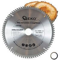 PIŁA TARCZA WIDIOWA DO CIĘCIA DREWNA 250x32 80 ZĘBÓW GEKO G00185