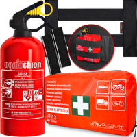 GAŚNICA 1KG APTECZKA DIN13164 + MOCOWANIE NA RZEP + PASKI Z KLEJEM