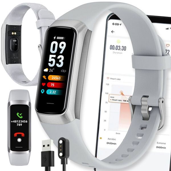 SMARTWATCH WATCH ZEGAREK SREBRNY C60 Opaska FIT SMARTBAND Pulsometr iOS ANDROID AMOLED PULS zdjęcie 1