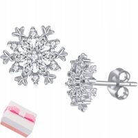 Srebrne kolczyki rodowane śnieżki śnieżynki płatki śniegu na Święta 925