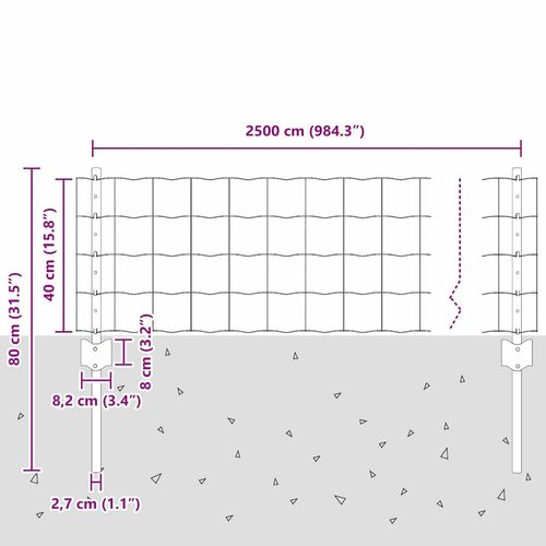 Ogrodzenie z słupkami Srebrny 0.4 x 25 m Stal na Arena.pl