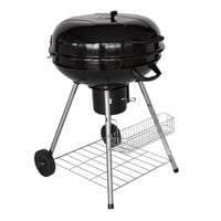 Grill węglowy przenośny, okrągły z pokrywą, popielnikiem czarny GW0201