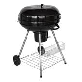 Grill węglowy przenośny, okrągły z pokrywą, popielnikiem czarny GW0201