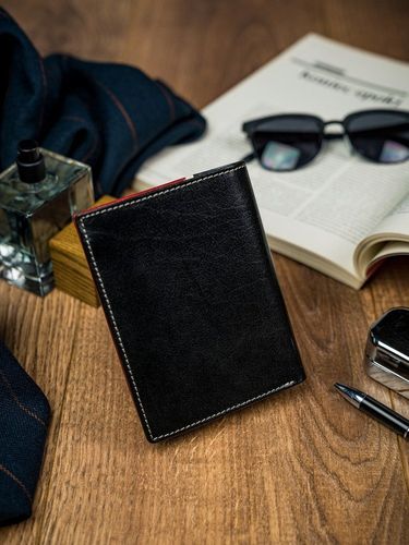 pionowy, dwukolorowy portfel męski ze skóry naturalnej - rovicky na Arena.pl