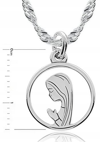 Łańcuszek srebrny medalik komunijny Matka Boska 925 dla dziewczynki chrzest na Arena.pl