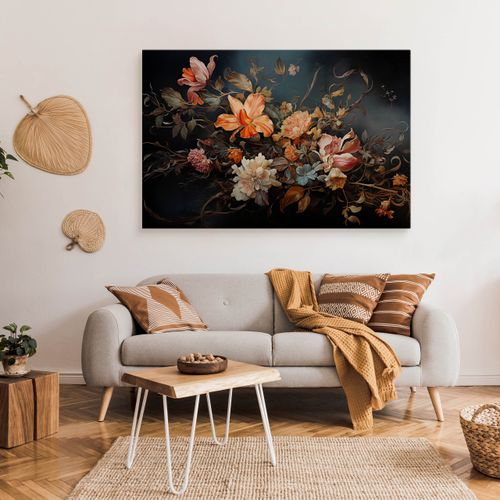 Obraz Do Salonu Tropikalne Kwiaty Liście Natura Abstrakcja 100cm x 70cm na Arena.pl