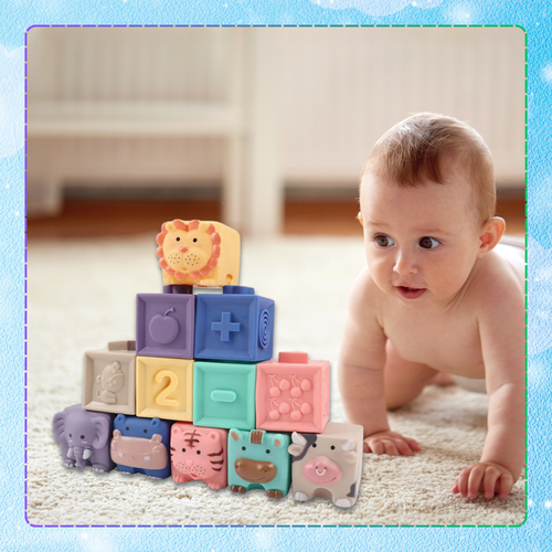 miękkie kreatywne klocki sensoryczne dla niemowląt dzieci funkcja gryzaka na Arena.pl